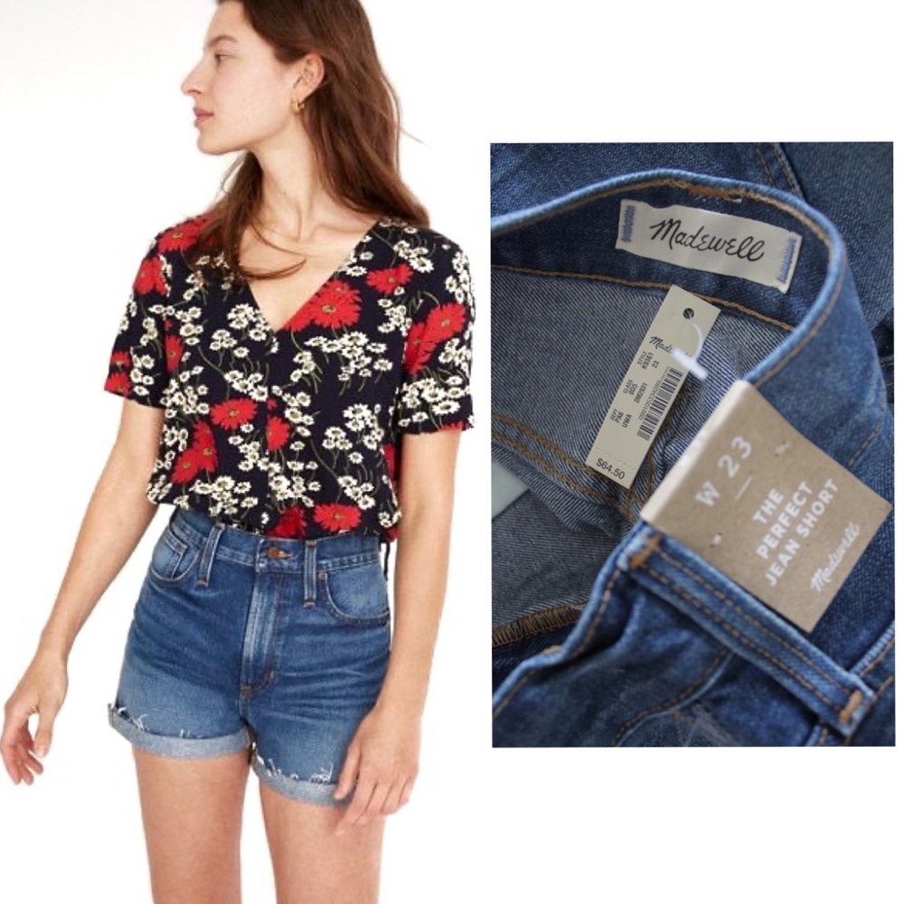 Madewell NWT The Perfect Jean Short 23 Frayed Fringe Hem Cuffed Shorts